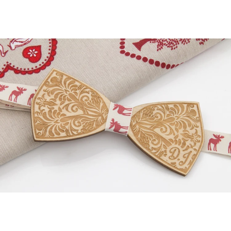 Christmas Laser Engraved Bow Tie - Leaves - MDR036