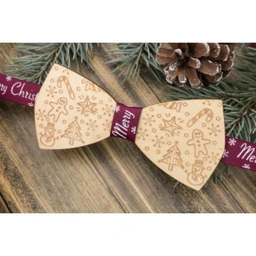 Christmas Laser Engraved Bow Tie - Winter - MDR039