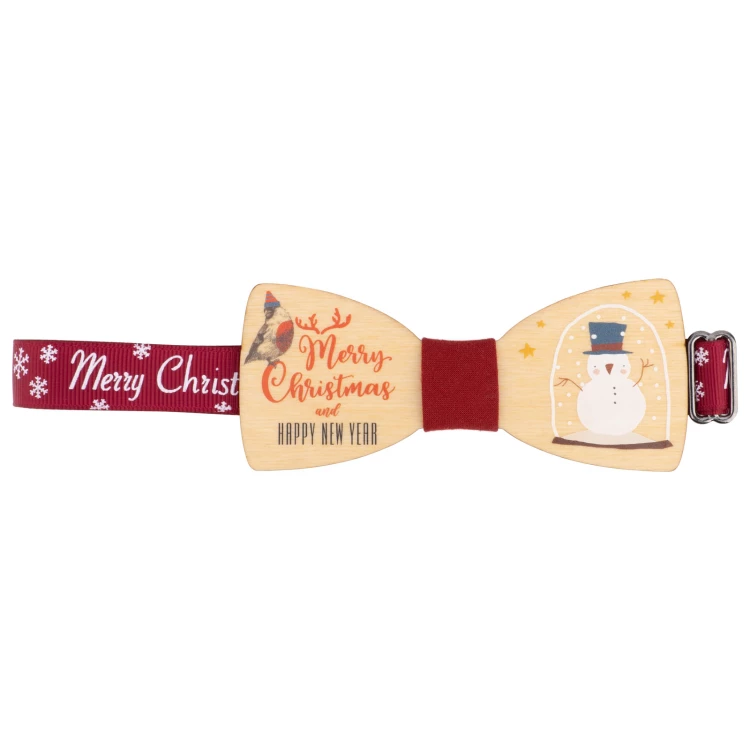 Wooden Christmas Bow Tie - Merry Christmas - size 105x45mm - MDR069