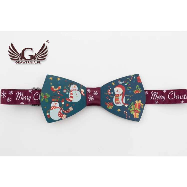 Christmas Bow Tie with UV Print - Snowmen - MDR033
