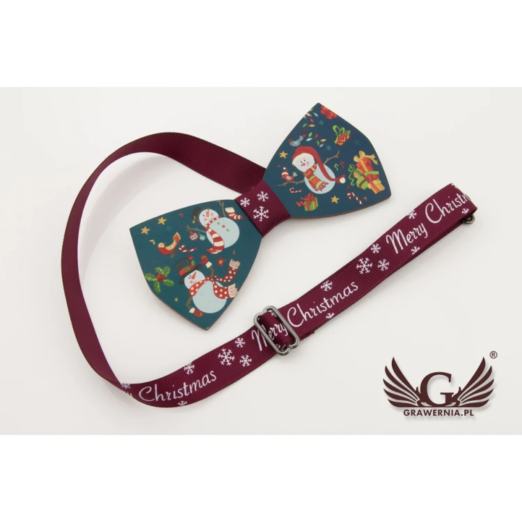 Christmas Bow Tie with UV Print - Snowmen - MDR033