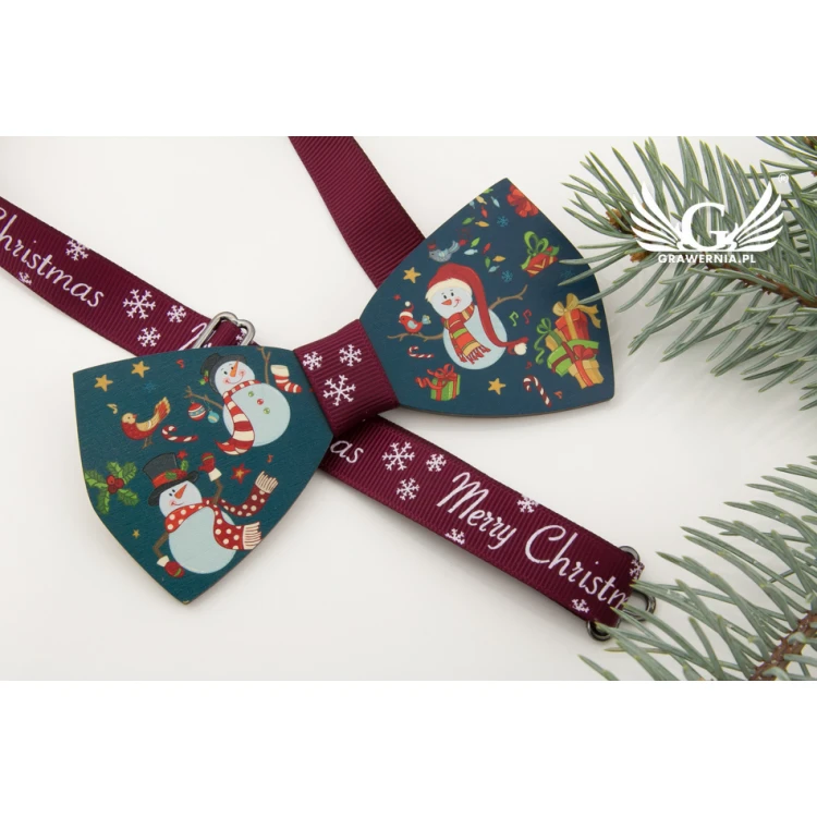 Christmas Bow Tie with UV Print - Snowmen - MDR033
