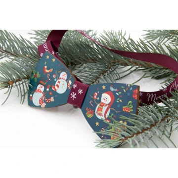 Christmas Bow Tie with UV Print - Snowmen - MDR033