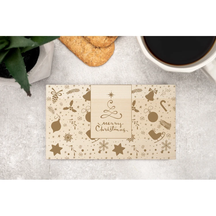 Christmas Coasters 2 pcs. made of solid maple wood - engraving of any logo, wishes - size 153x86mm - PDK013
