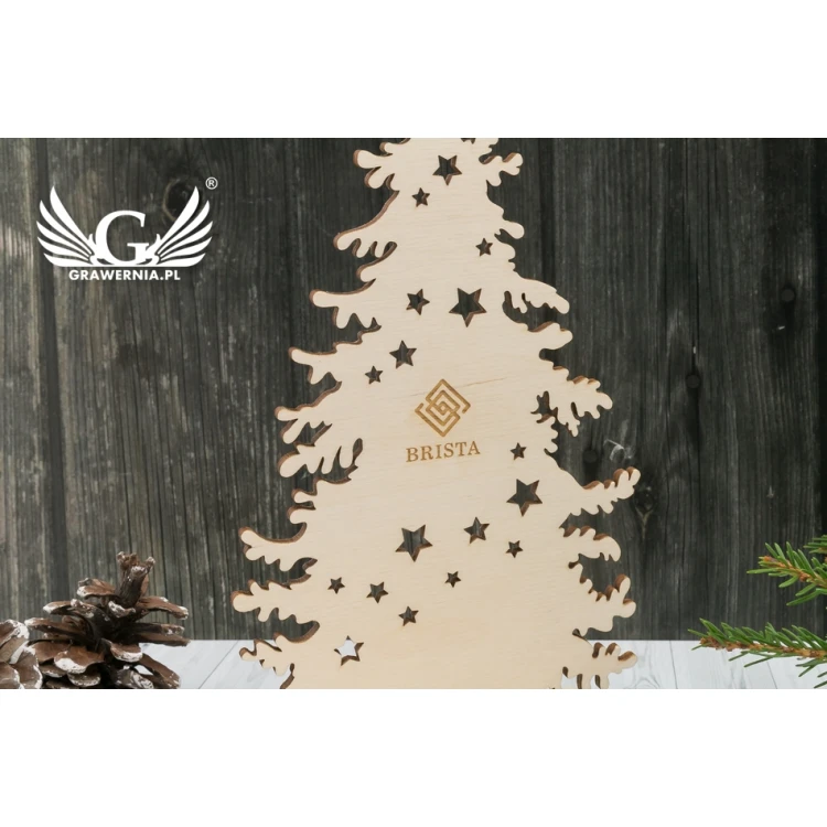 Wooden Christmas Tree Candle Holder with Custom Engraving - height 19.5cm - DEK013