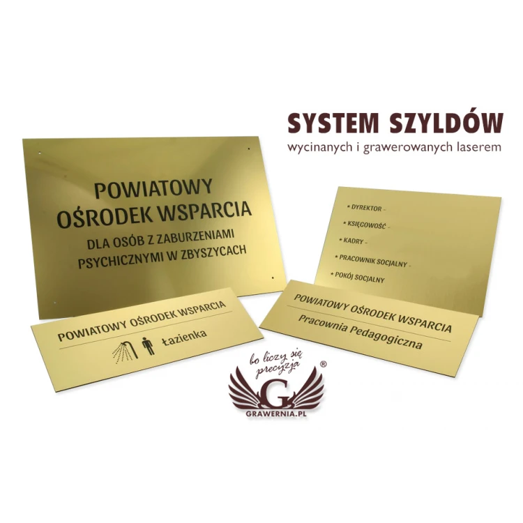 Shield System - Graphic design of shields and plaques for hospital, assistance center, office - SZ179