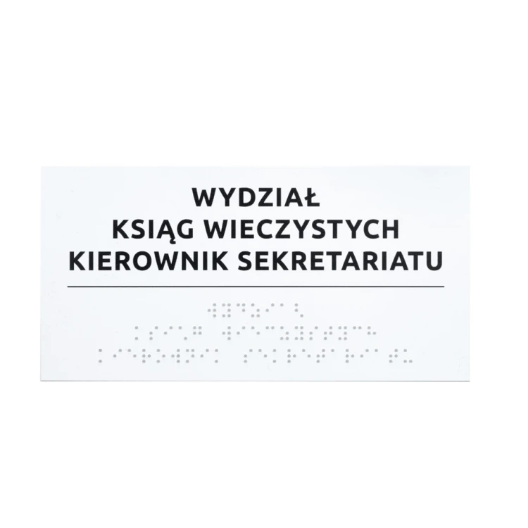 Braille Signage System for Courts - size 200x100mm - Hard PVC - TAB521
