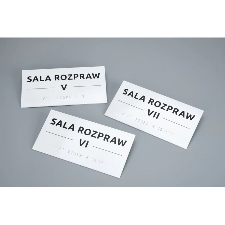Braille Signage System for Courts - size 200x100mm - Hard PVC - TAB521