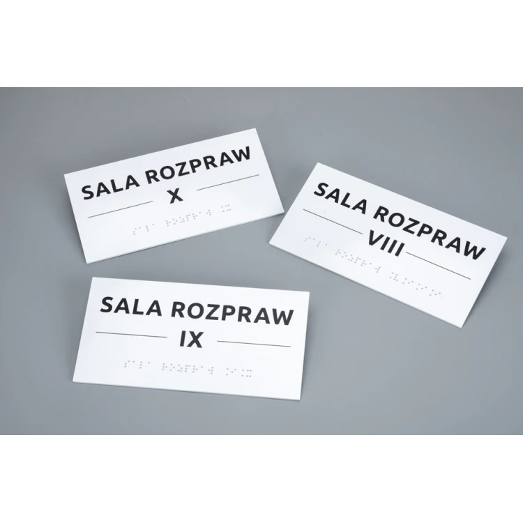 Braille Signage System for Courts - size 200x100mm - Hard PVC - TAB521