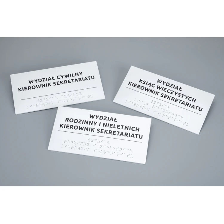 Braille Signage System for Courts - size 200x100mm - Hard PVC - TAB521