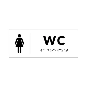 Braille Signage System for Schools - WC - size 200x80mm - Hard PVC - DECO WHITE - TAB347