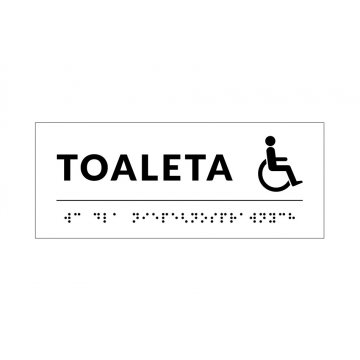 Braille Signage System for Schools - Toilet - Size 200x80mm - Hard PVC - DECO WHITE - TAB348