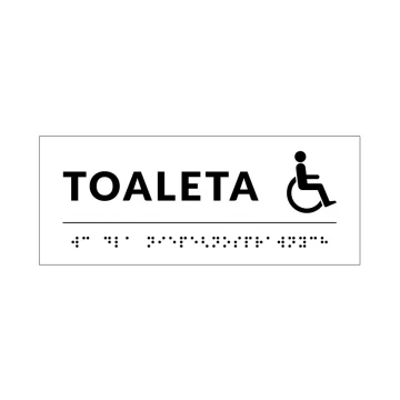Braille Signage System for Schools - Toilet - Size 200x80mm - Hard PVC - DECO WHITE - TAB348