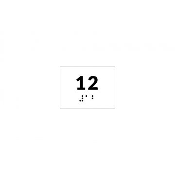 Braille Signage System for Schools - Number Tag - Size 60x45mm - Hard PVC - DECO WHITE - TAB350