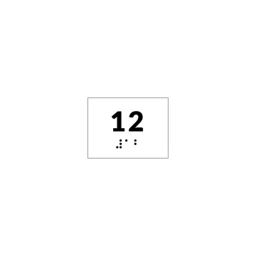 Braille Signage System for Schools - Number Tag - Size 60x45mm - Hard PVC - DECO WHITE - TAB350