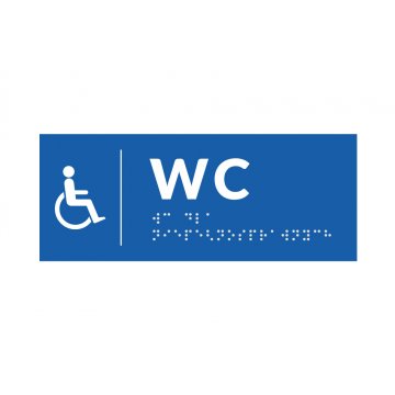 Braille Signage System for Schools - WC - size 200x80mm - Hard PVC - DECO BLUE - TAB358