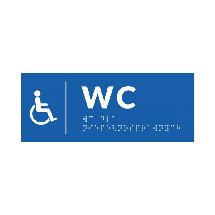 Braille Signage System for Schools - WC - size 200x80mm - Hard PVC - DECO BLUE - TAB358