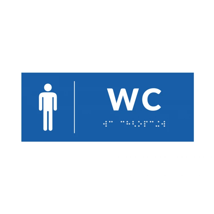 Braille Signage System for Schools - WC - size 200x80mm - Hard PVC - DECO BLUE - TAB358