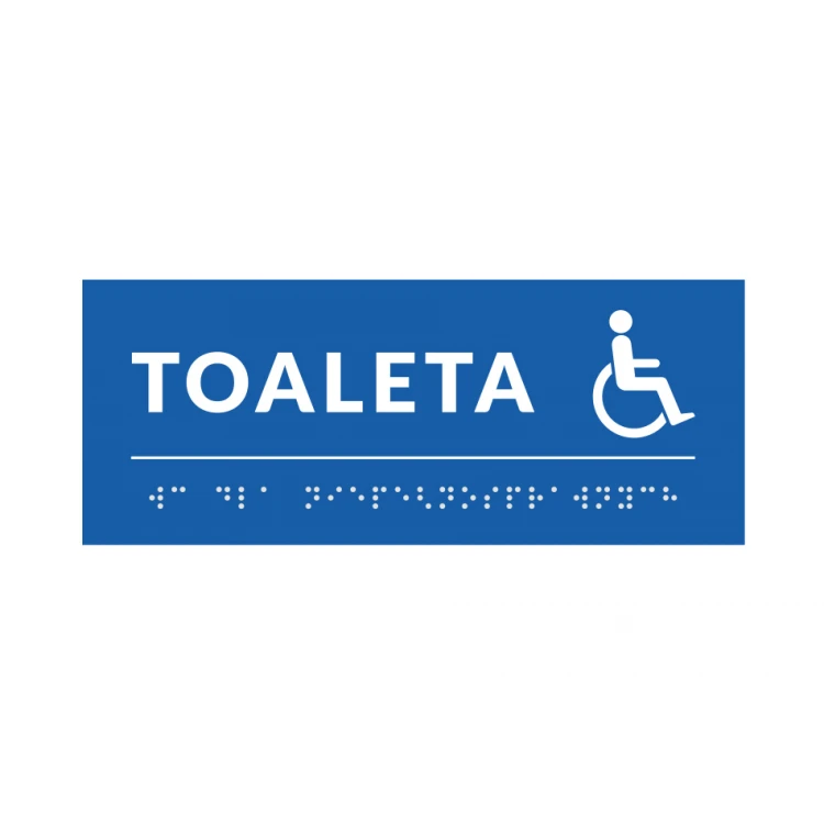 Braille Signage System for Schools - Toilet - Size 200x80mm - Hard PVC - DECO BLUE - TAB359