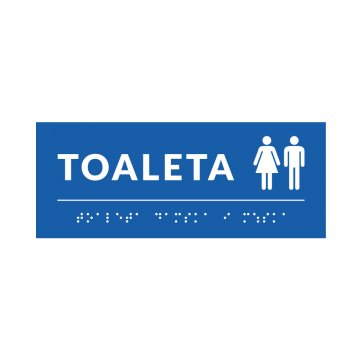 Braille Signage System for Schools - Toilet - Size 200x80mm - Hard PVC - DECO BLUE - TAB359