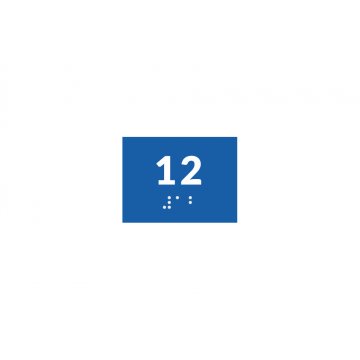Braille Signage System for Schools - Number Tag - Size 60x45mm - Hard PVC - DECO BLUE - TAB361