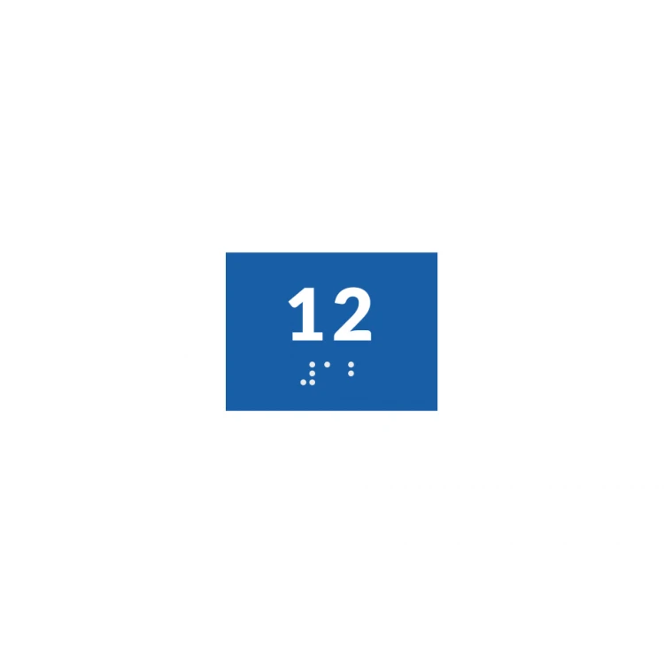Braille Signage System for Schools - Number Tag - Size 60x45mm - Hard PVC - DECO BLUE - TAB361