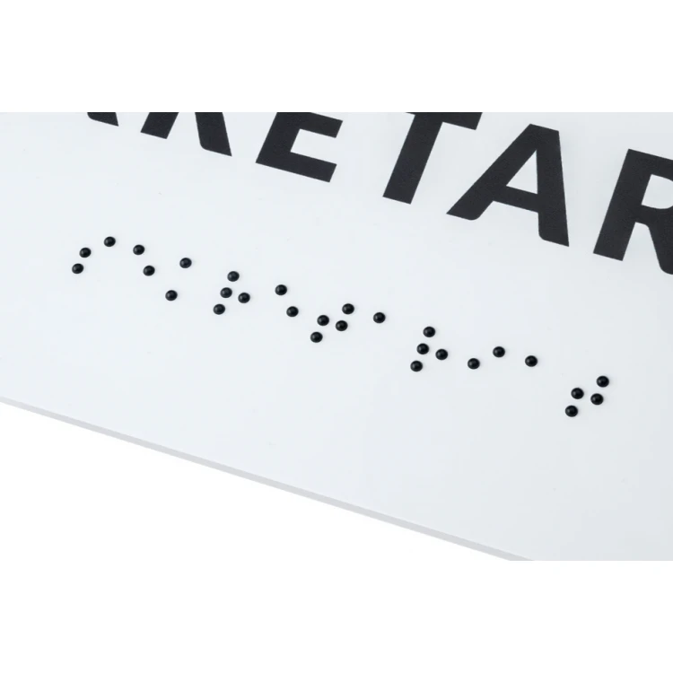 Braille Signage System for Schools - size 200x80mm - Hard PVC - DECO WHITE - TAB341