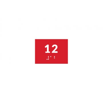 Braille Signage System for Schools - Number Tag - Size 60x45mm - Hard PVC - DECO RED - TAB372