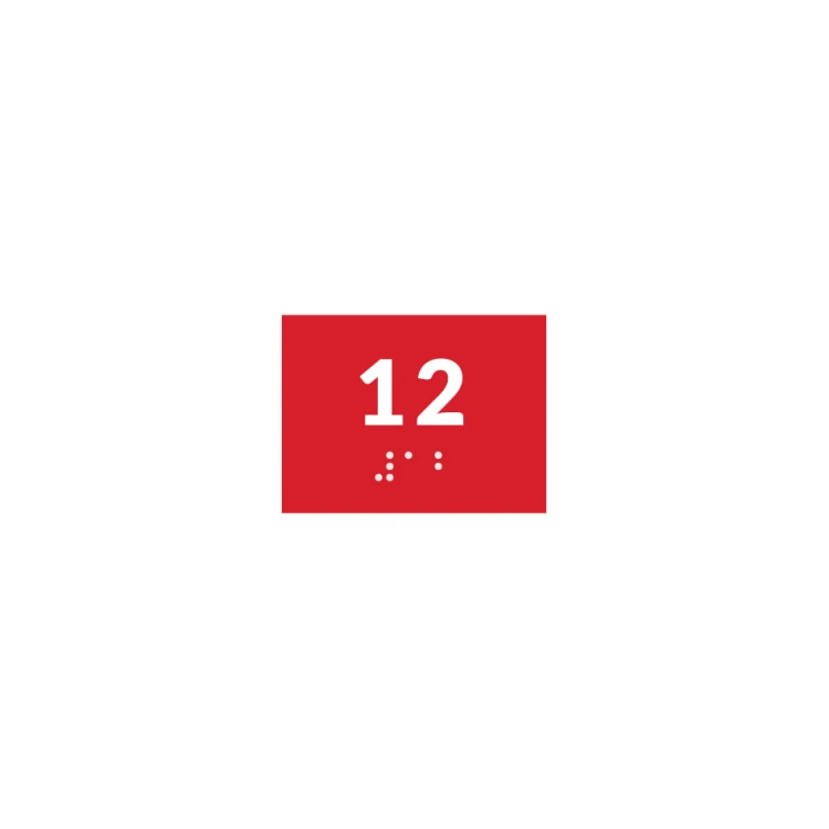 Braille Signage System for Schools - Number Tag - Size 60x45mm - Hard PVC - DECO RED - TAB372