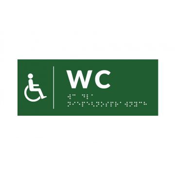 Braille Signage System for Schools - WC - size 200x80mm - Hard PVC - DECO GREEN - TAB380