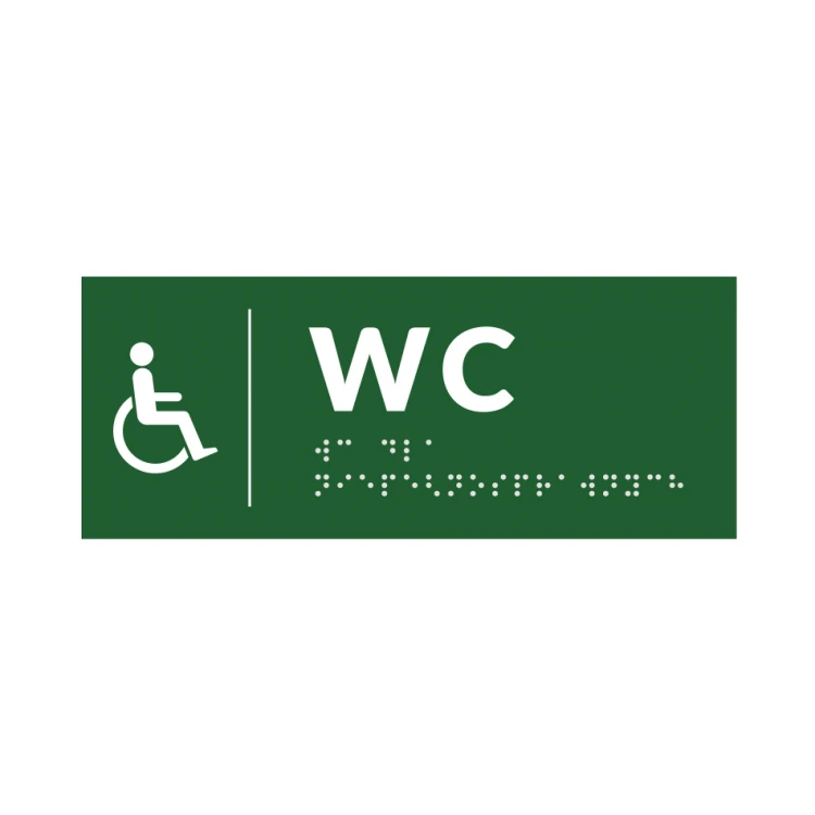 Braille Signage System for Schools - WC - size 200x80mm - Hard PVC - DECO GREEN - TAB380
