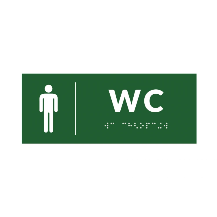 Braille Signage System for Schools - WC - size 200x80mm - Hard PVC - DECO GREEN - TAB380