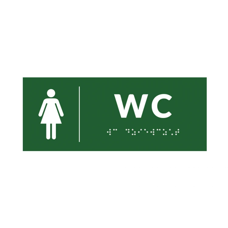 Braille Signage System for Schools - WC - size 200x80mm - Hard PVC - DECO GREEN - TAB380