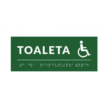 Braille Signage System for Schools - Toilet - Size 200x80mm - Hard PVC - DECO GREEN - TAB381
