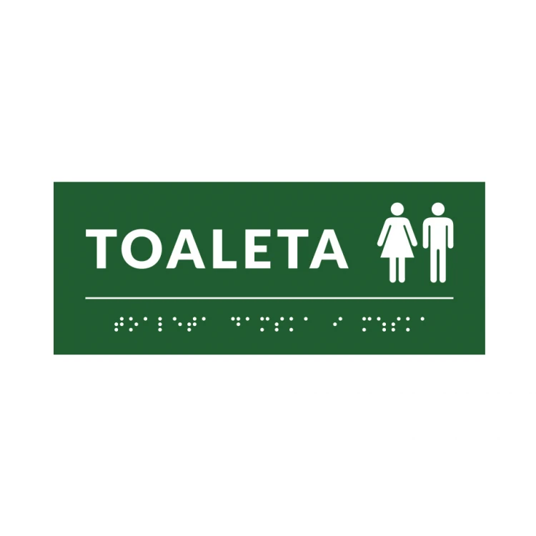Braille Signage System for Schools - Toilet - Size 200x80mm - Hard PVC - DECO GREEN - TAB381