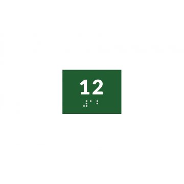 Braille Signage System for Schools - Number Tag - Size 60x45mm - Hard PVC - DECO GREEN - TAB383