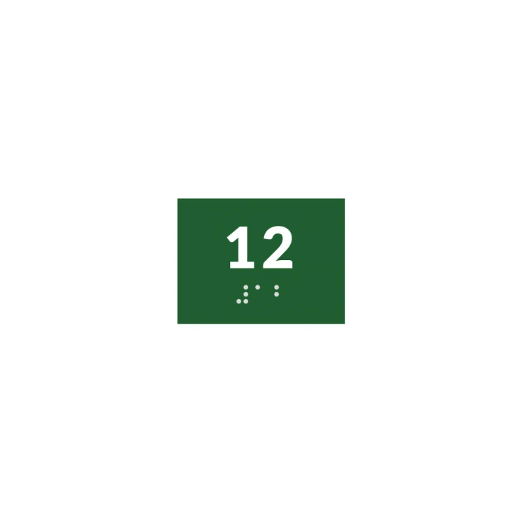 Braille Signage System for Schools - Number Tag - Size 60x45mm - Hard PVC - DECO GREEN - TAB383
