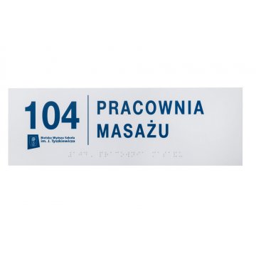 Braille Signage System for Higher Education Institutions - size 295x100mm - Hard PCW - TAB397