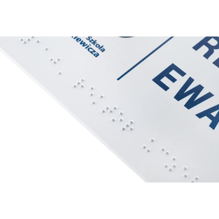 Braille Signage System for Higher Education Institutions - size 295x100mm - Hard PCW - TAB397