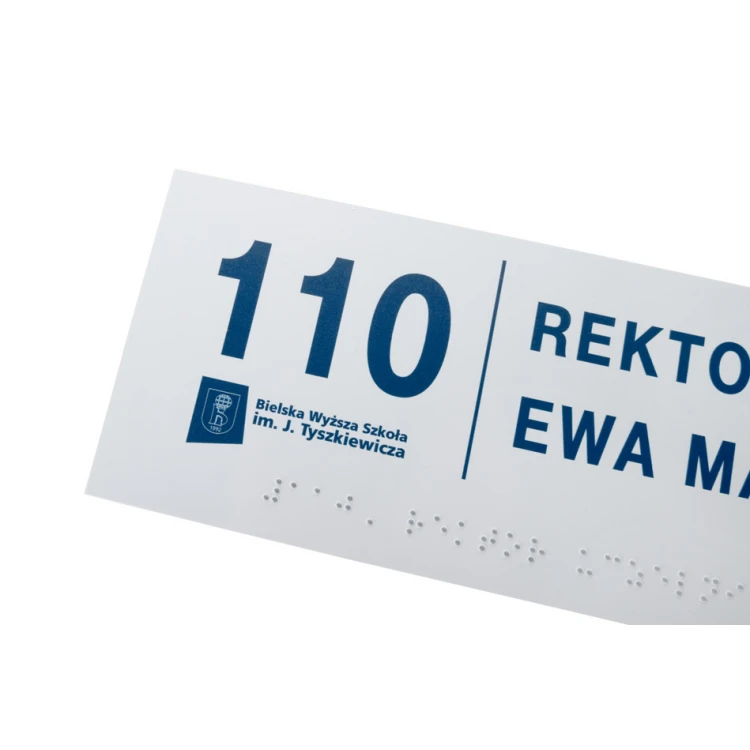 Braille Signage System for Higher Education Institutions - size 295x100mm - Hard PCW - TAB397