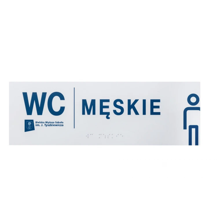 Braille Signage System for Higher Education Institutions - WC - size 295x100mm - Hard PVC - TAB420