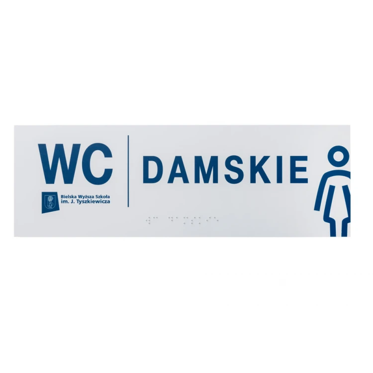 Braille Signage System for Higher Education Institutions - WC - size 295x100mm - Hard PVC - TAB420