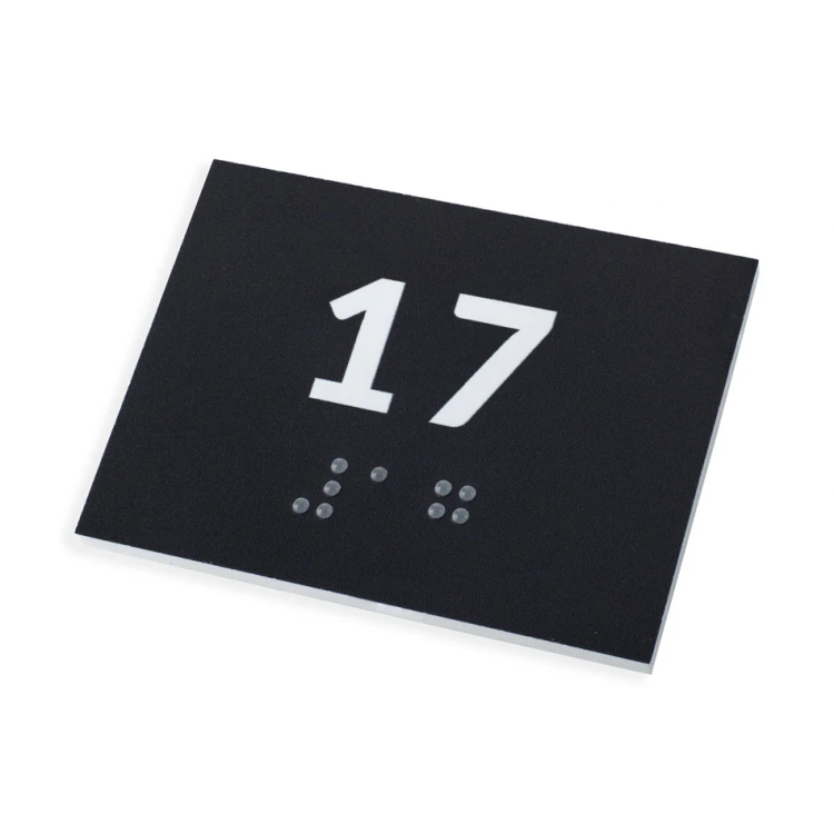 Braille Signage System for Schools - Number Tag - Size 60x45mm - Hard PVC - DECO DARK - TAB418