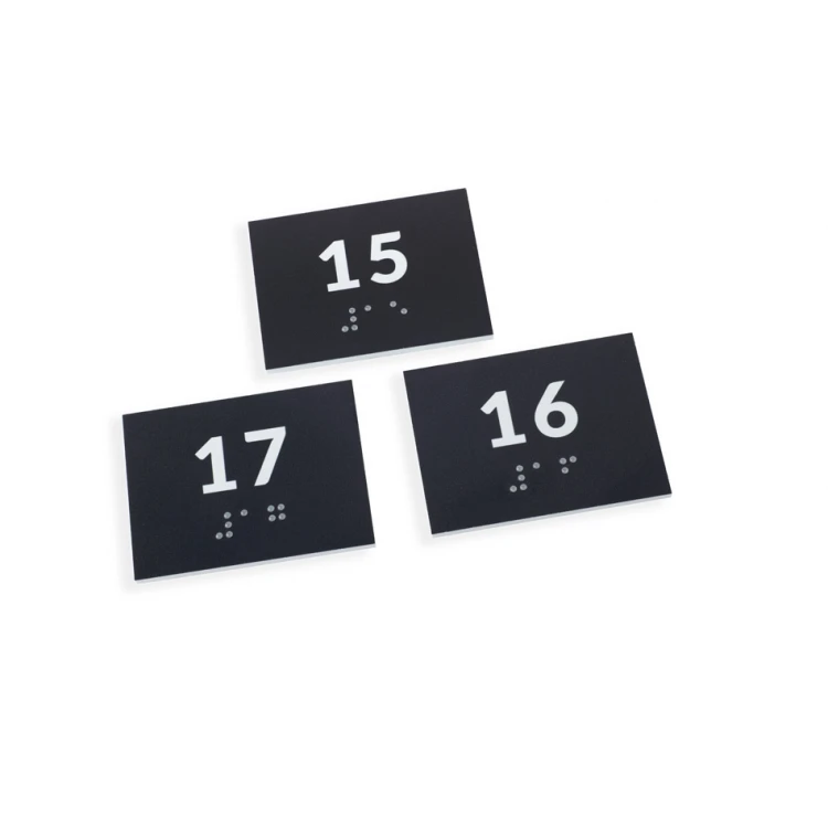 Braille Signage System for Schools - Number Tag - Size 60x45mm - Hard PVC - DECO DARK - TAB418