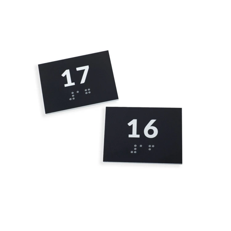 Braille Signage System for Schools - Number Tag - Size 60x45mm - Hard PVC - DECO DARK - TAB418