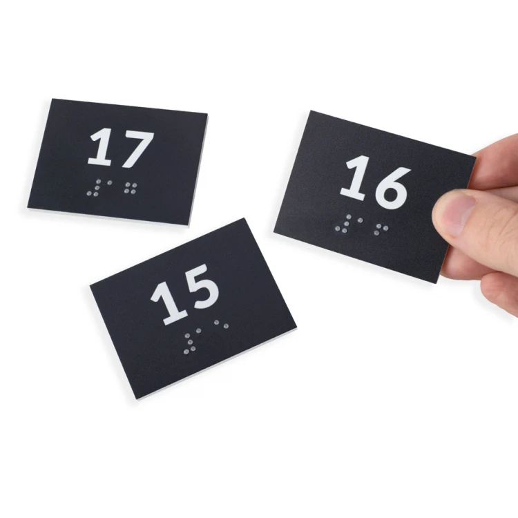 Braille Signage System for Schools - Number Tag - Size 60x45mm - Hard PVC - DECO DARK - TAB418