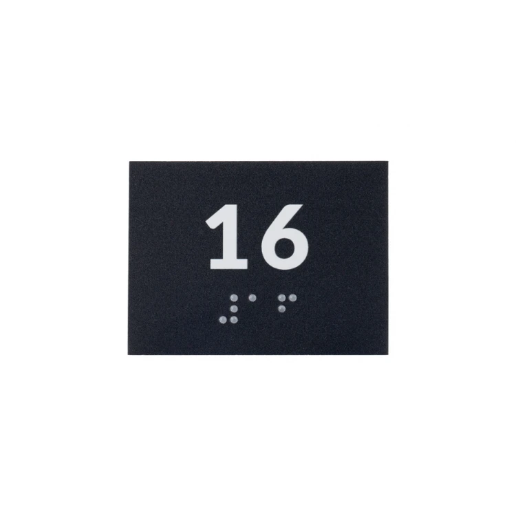 Braille Signage System for Schools - Number Tag - Size 60x45mm - Hard PVC - DECO DARK - TAB418