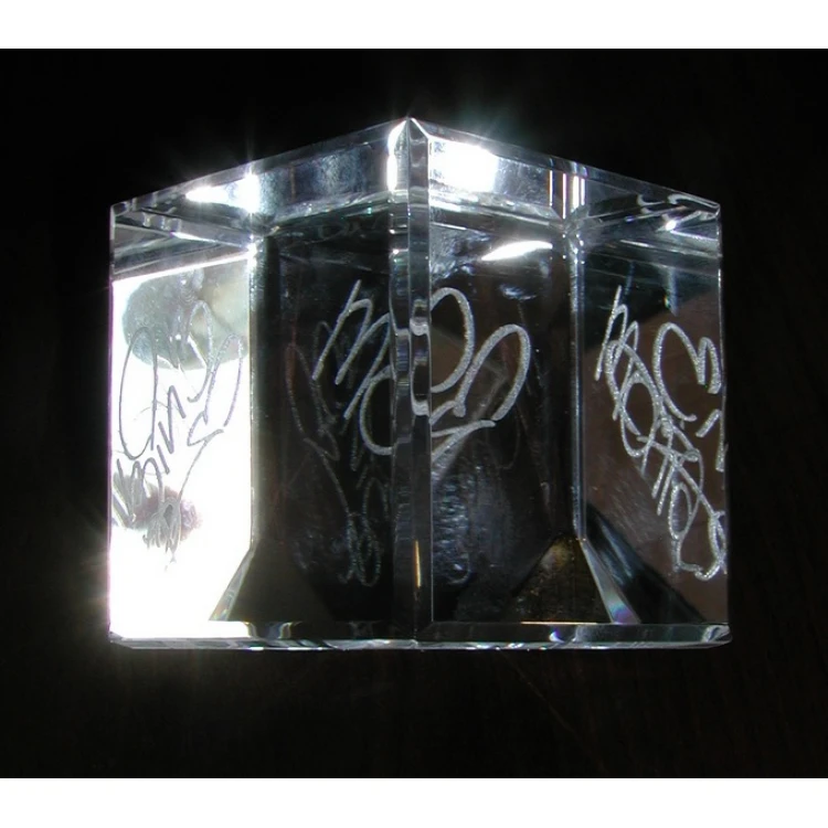Glass Trophy - CUBE - wedding, anniversary, thank you
