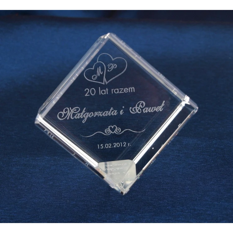 Glass Trophy - CUBE - wedding, anniversary, thank you