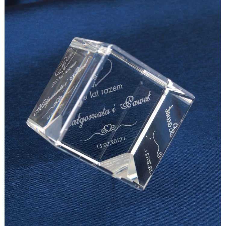Glass Trophy - CUBE - wedding, anniversary, thank you
